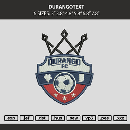 Durangotext Embroidery Machine Design File 6 sizes