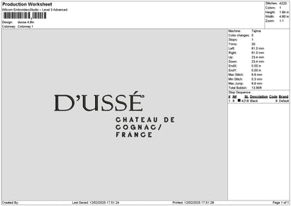 Dussetext Embroidery File 6 sizes