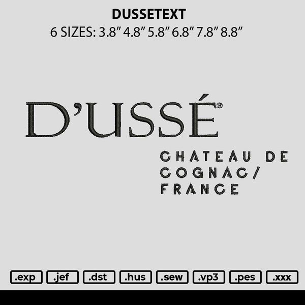 Dussetext Embroidery File 6 sizes
