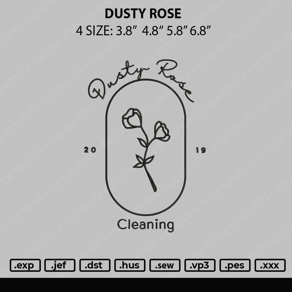 Dusty Rose Embroidery File 4 sizes