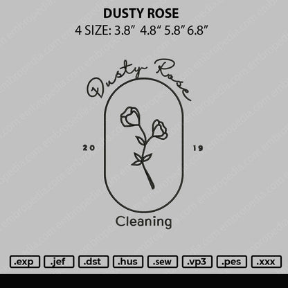 Dusty Rose Embroidery File 4 sizes