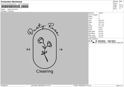 Dusty Rose Embroidery File 4 sizes