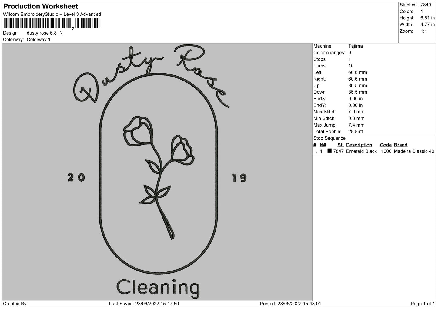 Dusty Rose Embroidery File 4 sizes
