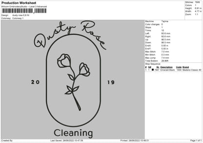 Dusty Rose Embroidery File 4 sizes