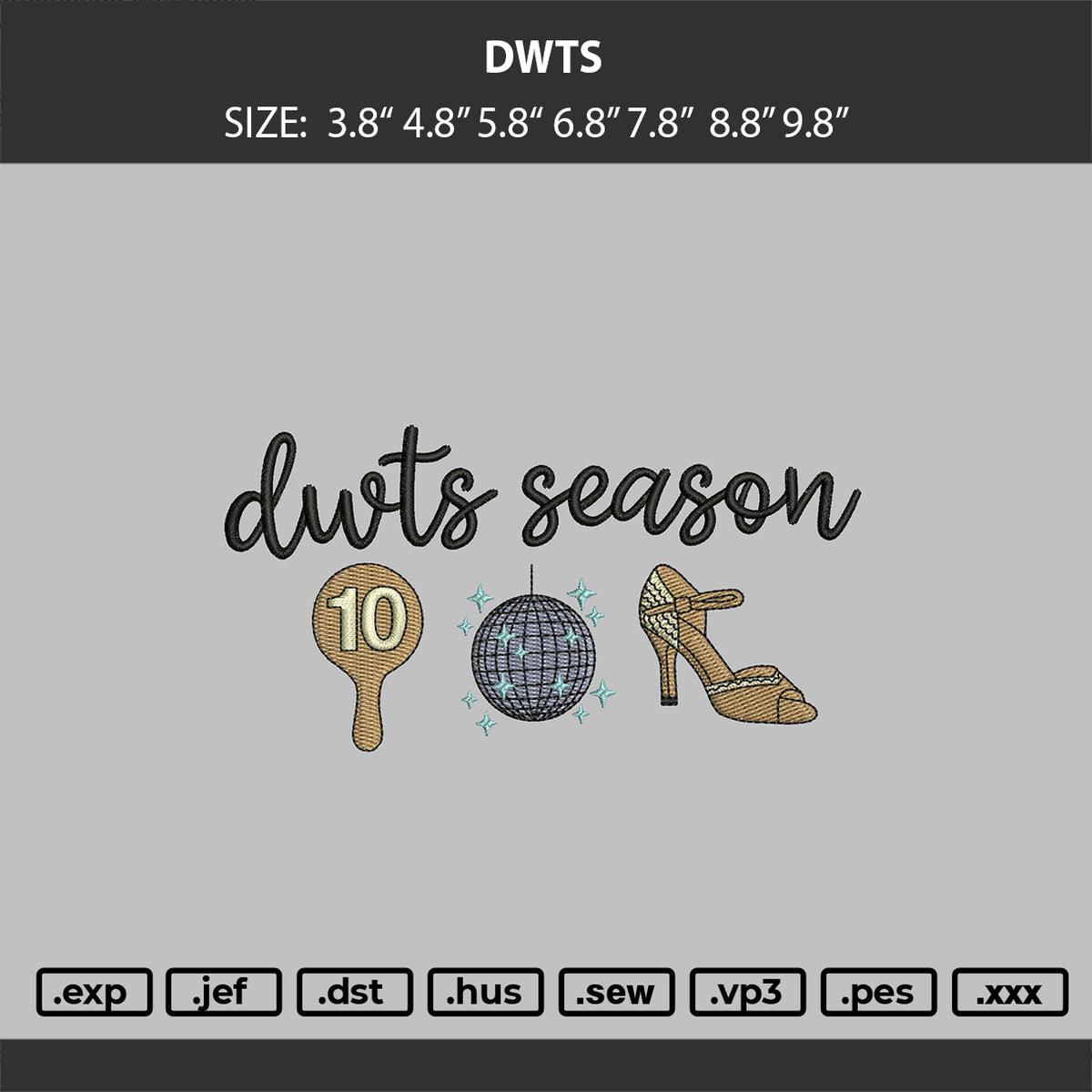 dwts season Embroidery Machine Design Files