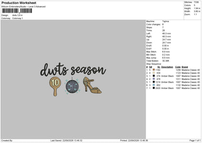 dwts season Embroidery Machine Design Files