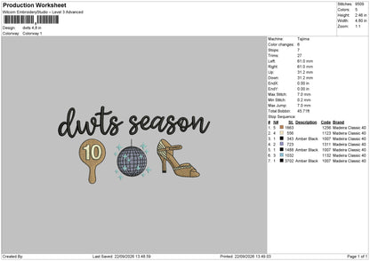 dwts season Embroidery Machine Design Files