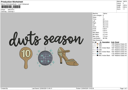 dwts season Embroidery Machine Design Files