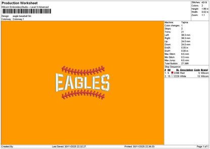 Eaglestext 3011 Embroidery File 6 sizes