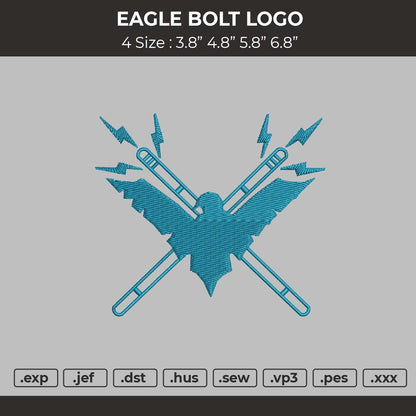 Eagle Bolt Logo Embroidery File 4 size