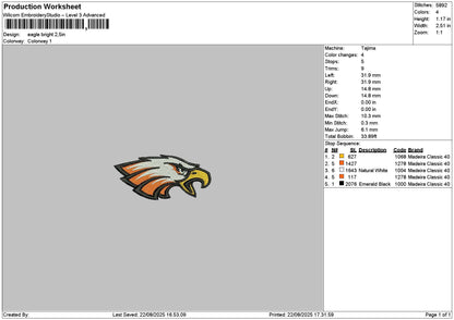 Eagle Head 2208 Embroidery File 6 sizes