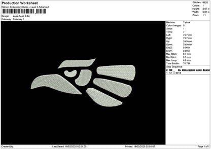 Eagle Head Embroidery File 6 sizes