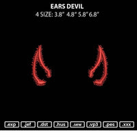 Ears Devil Embroidery File 4 size