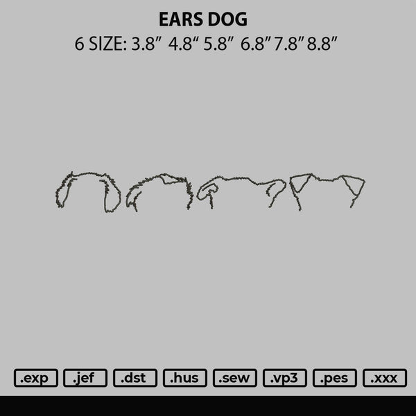 Ears Dog Embroidery File 6 sizes