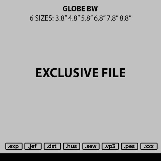 Globe Bw Embroidery File 6 sizes