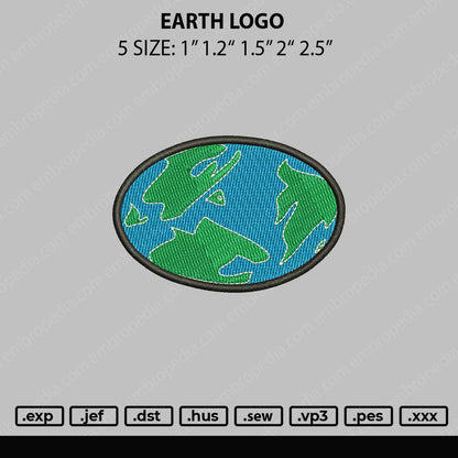 Earth Logo Embroidery File 5 sizes