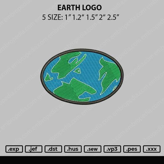Earth Logo Embroidery File 5 sizes