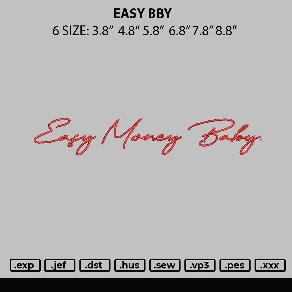 Easy Bby Embroidery File 6 sizes