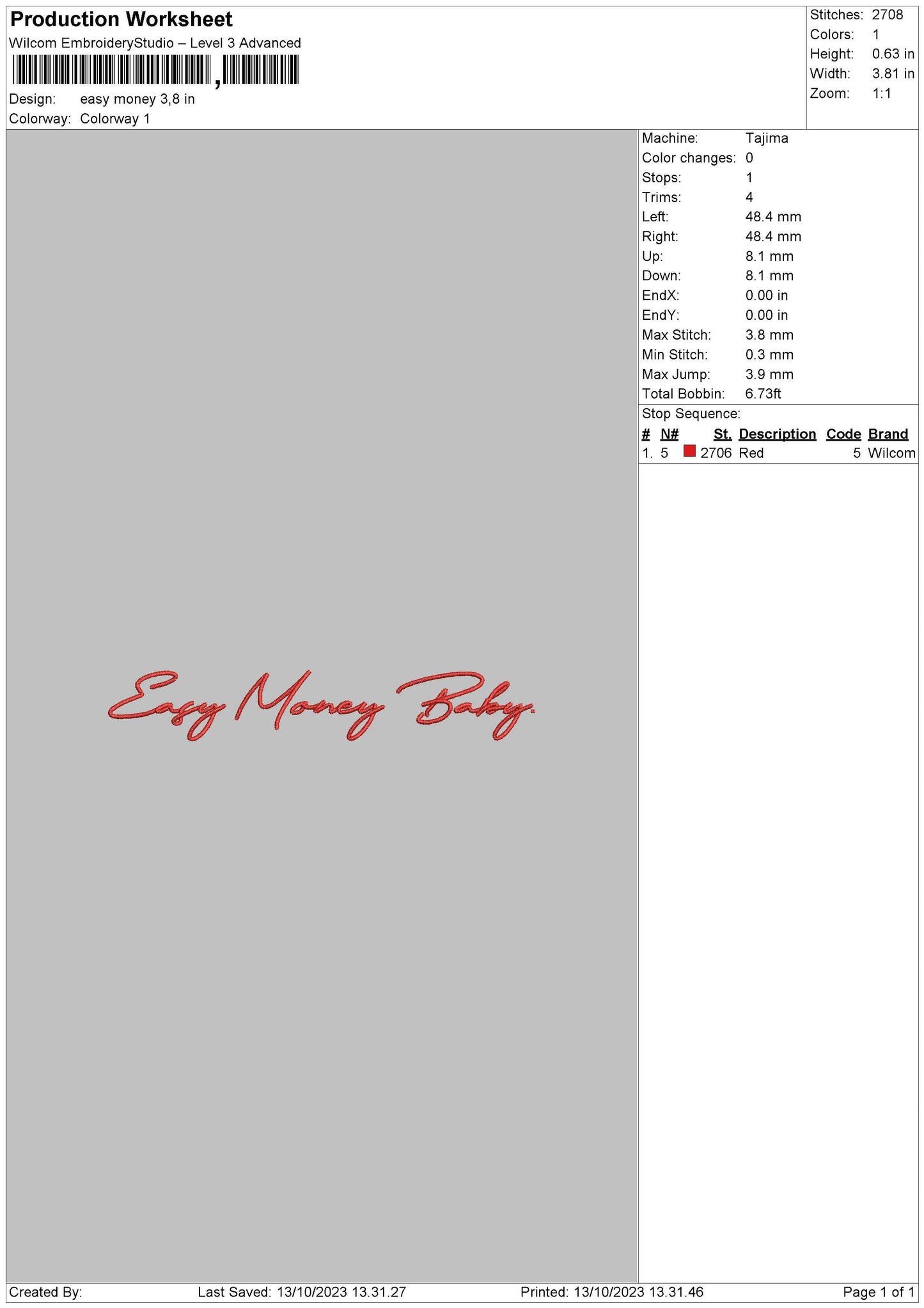 Easy Bby Embroidery File 6 sizes