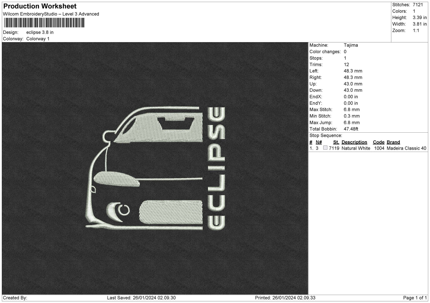 Eclipse Embroidery File 6 sizes