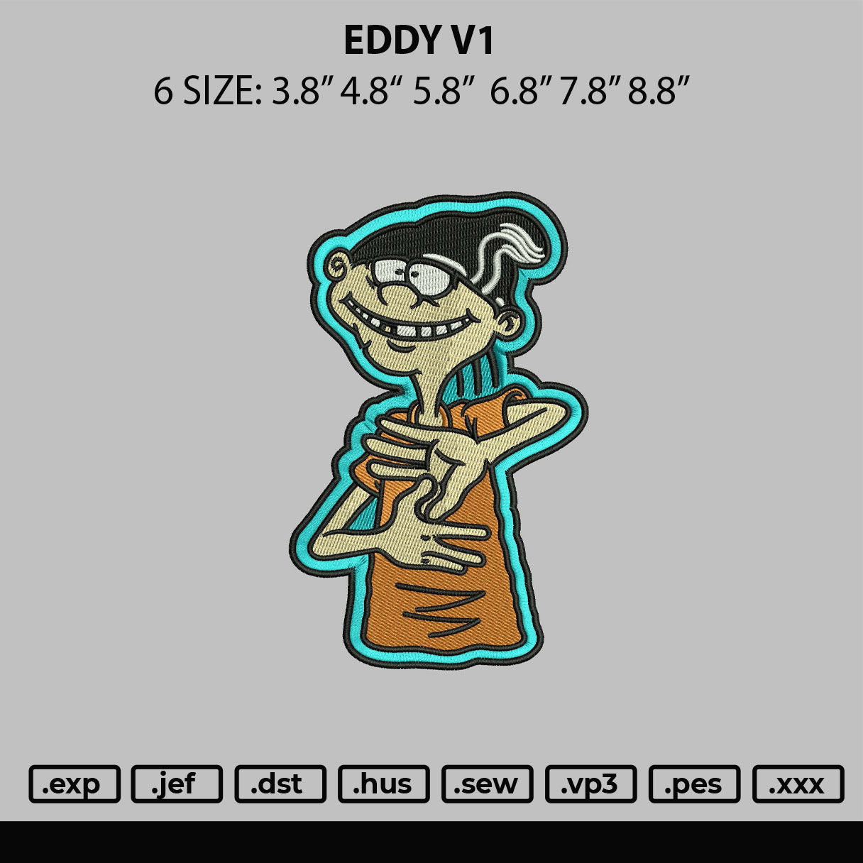 Eddy V1 Embroidery File 6 sizes