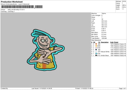 Eddy V3 Embroidery File 6 sizes