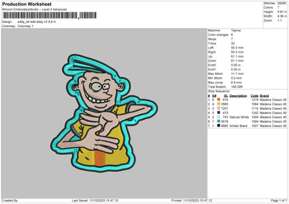 Eddy V3 Embroidery File 6 sizes