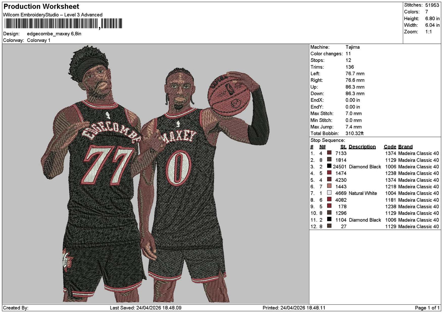 Players 2404 Embroidery File 6 sizes