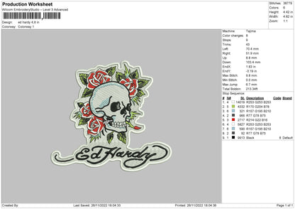Ed Hardy Emboider File 6 sizes