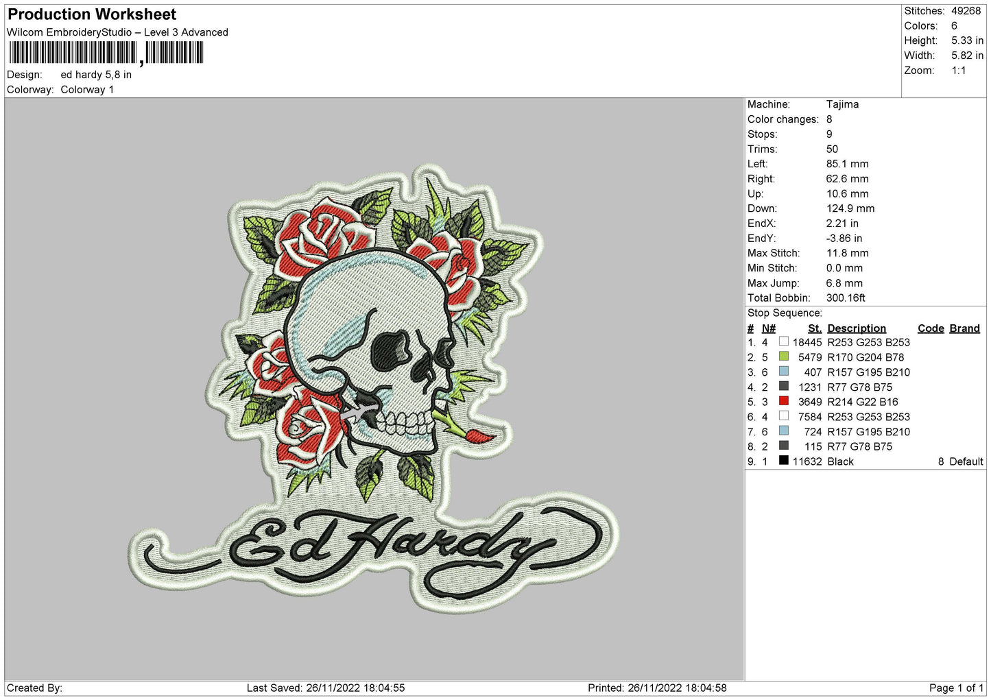 Ed Hardy Emboider File 6 sizes