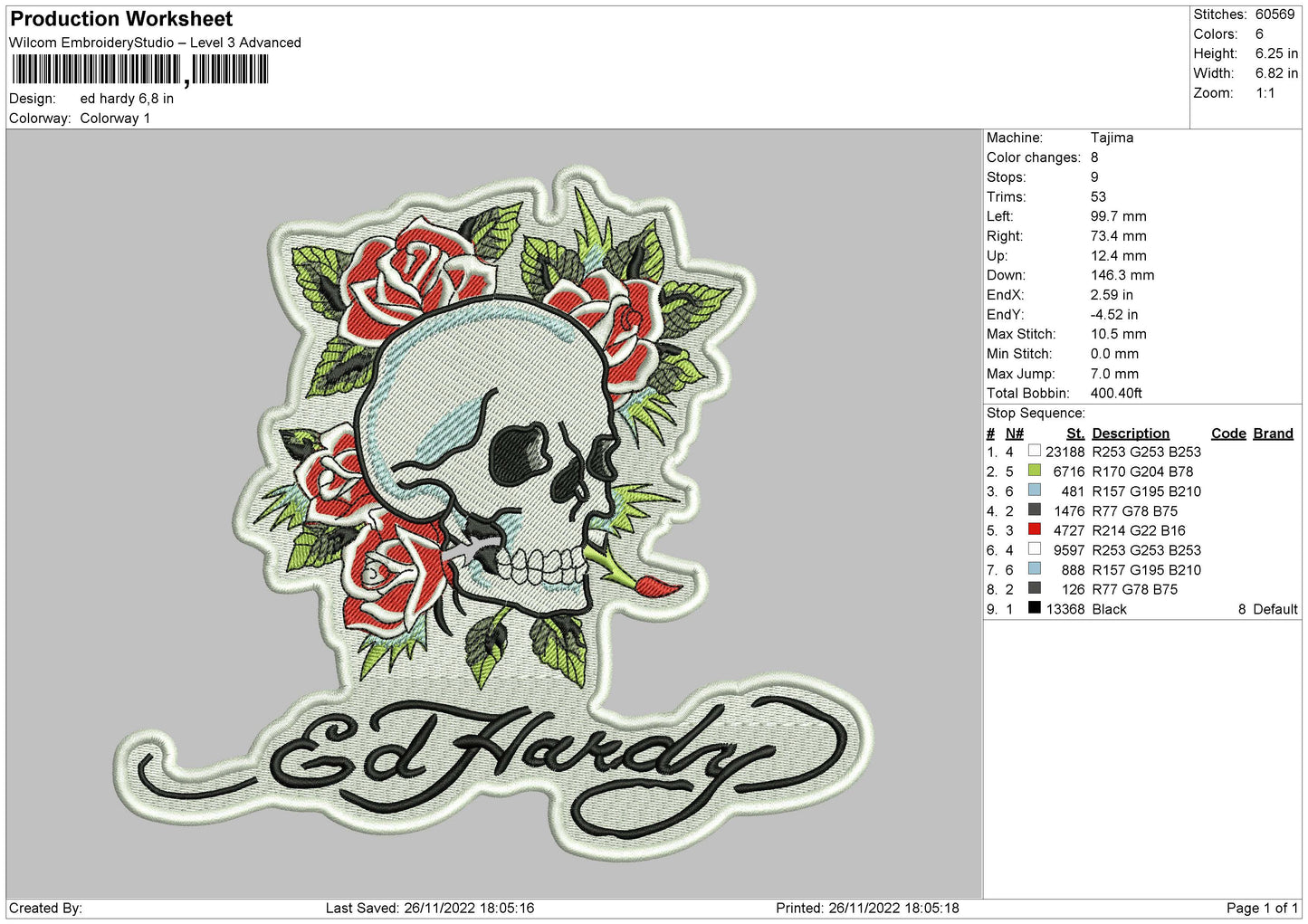 Ed Hardy Emboider File 6 sizes