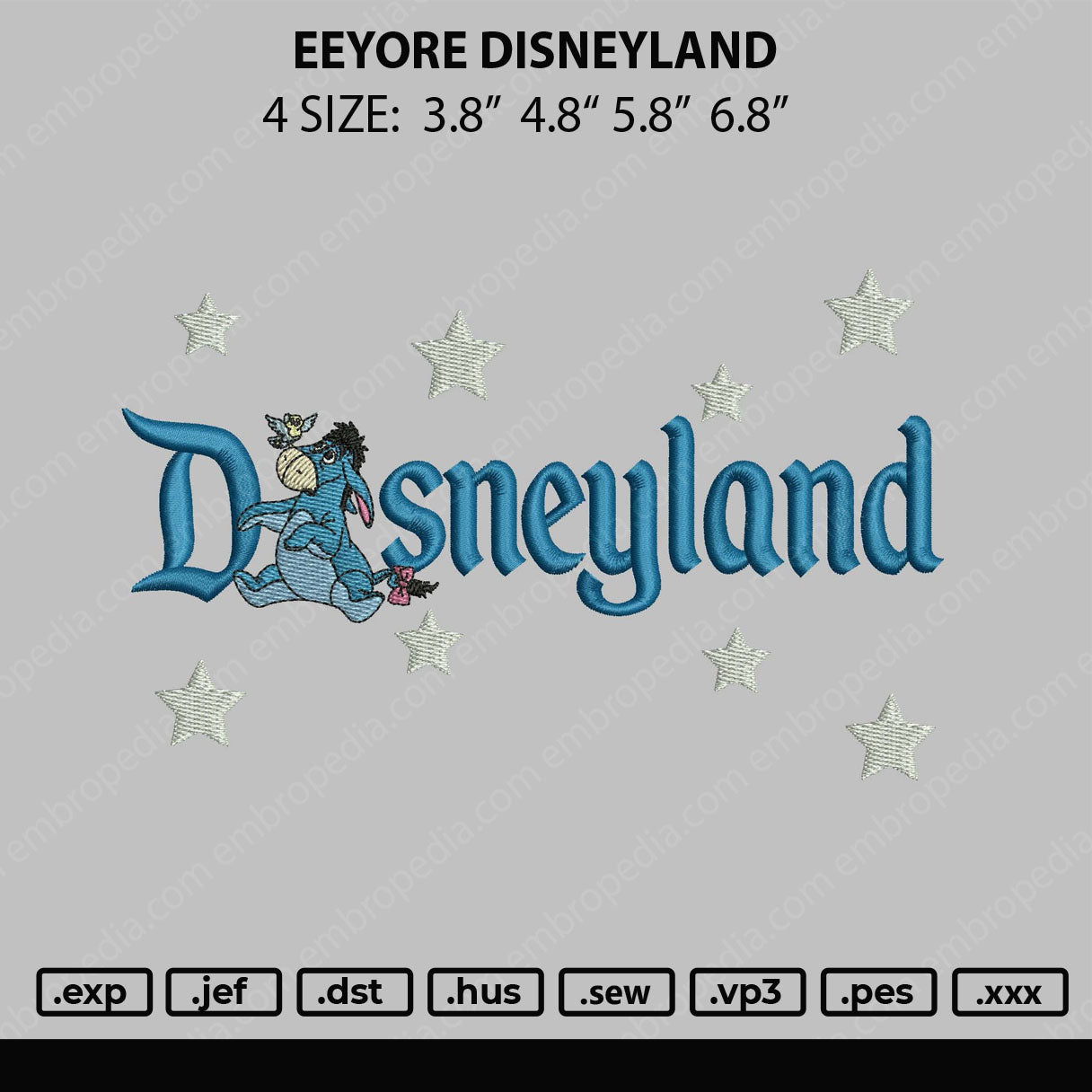 Eeyore Disneyland Embroidery File 4 size