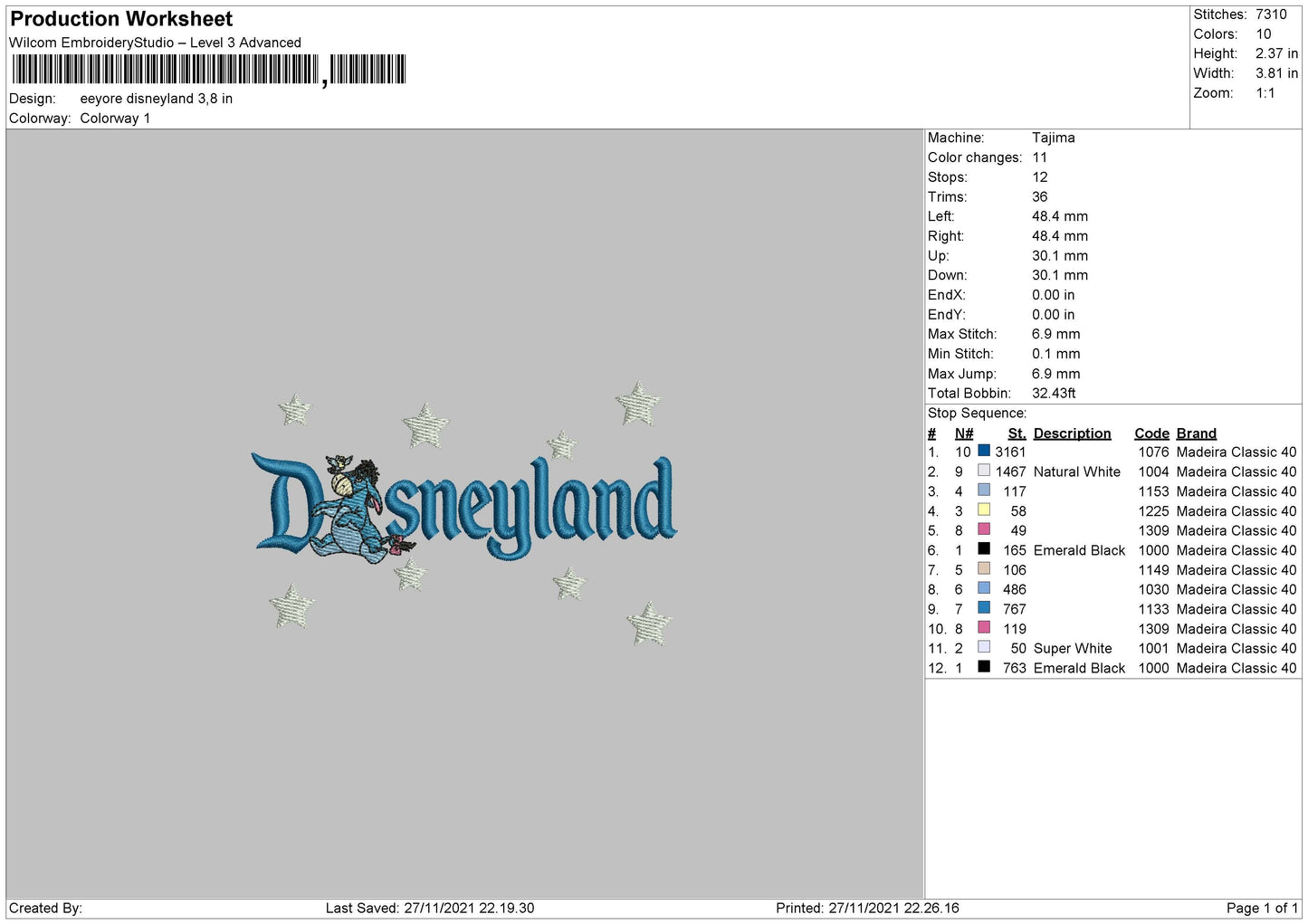 Eeyore Disneyland Embroidery File 4 size
