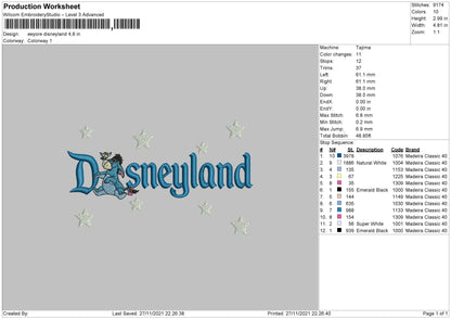 Eeyore Disneyland Embroidery File 4 size