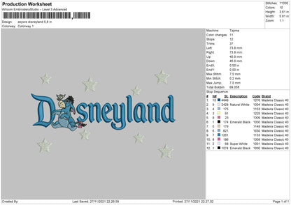 Eeyore Disneyland Embroidery File 4 size
