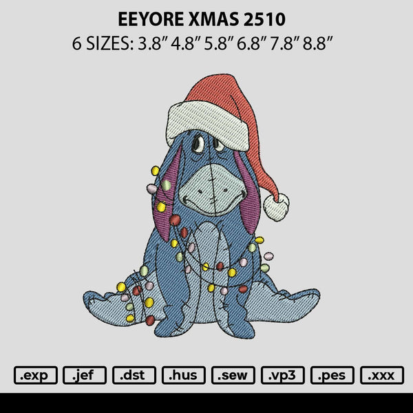 Eeyore Xmas 2510 Embroidery File 6 sizes