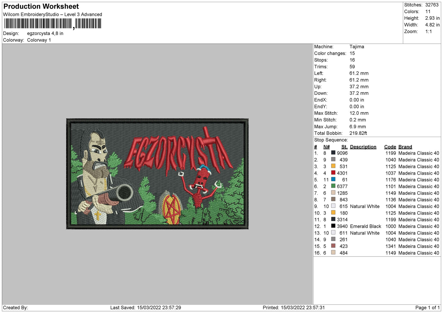 Egzorcysta Embroidery File 4 size