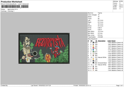 Egzorcysta Embroidery File 4 size