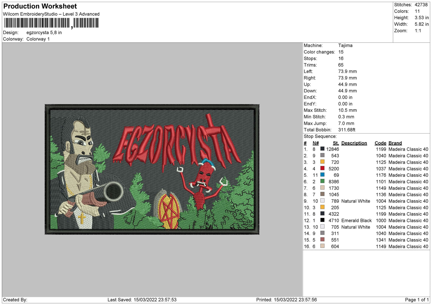 Egzorcysta Embroidery File 4 size