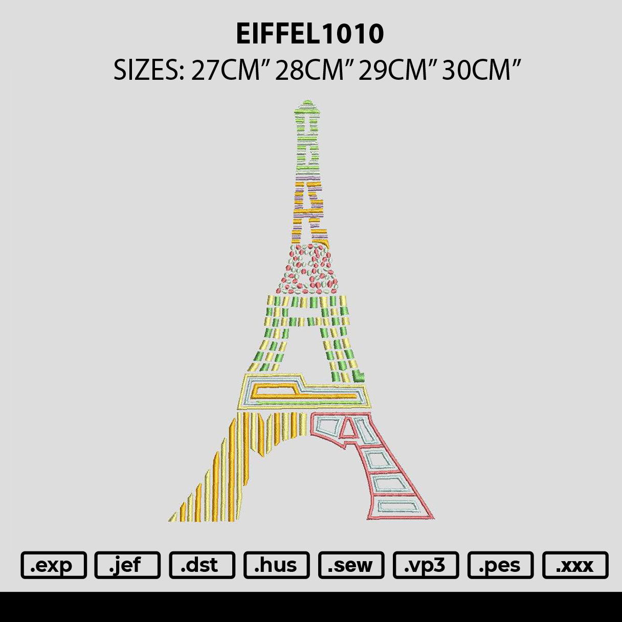 Eiffel1010 Embroidery File 6 sizes
