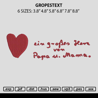 Gropestext Embroidery File 6 sizes