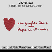 Gropestext Embroidery File 6 sizes