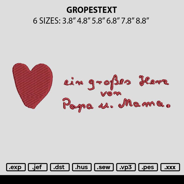 Gropestext Embroidery File 6 sizes