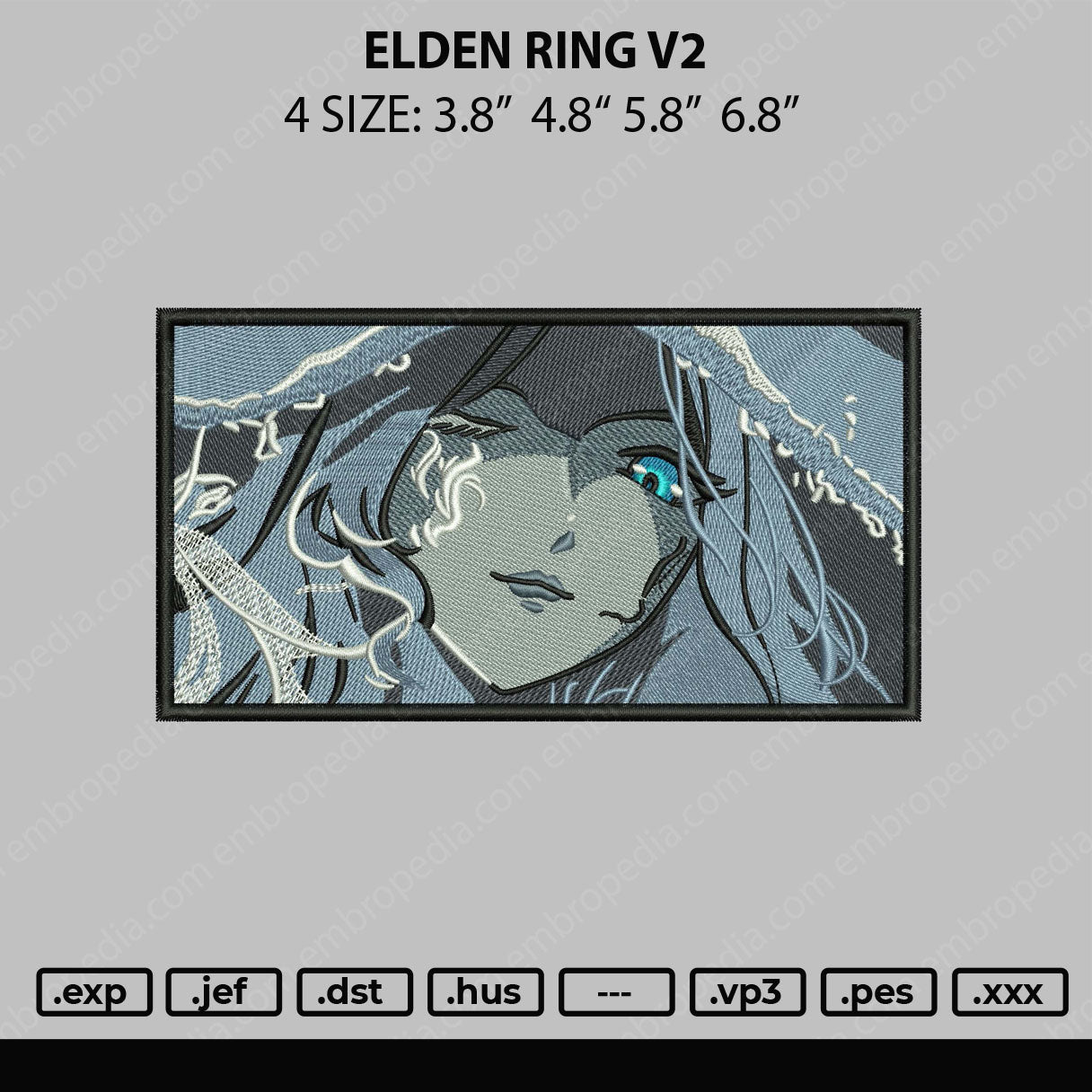 Elden Ring V2 Embroidery File 4 size