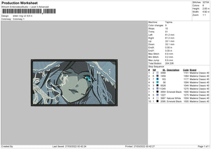 Elden Ring V2 Embroidery File 4 size