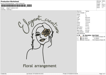 Elegant Text Embroidery File 6 sizes