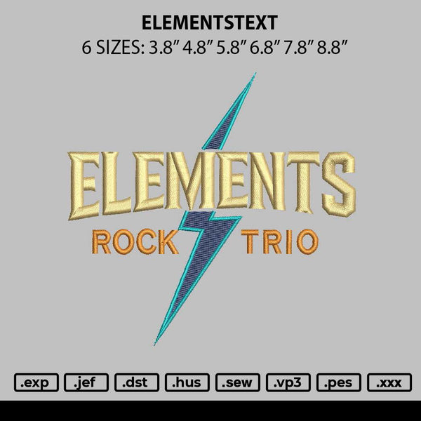 Elementstext Embroidery File 6 sizes