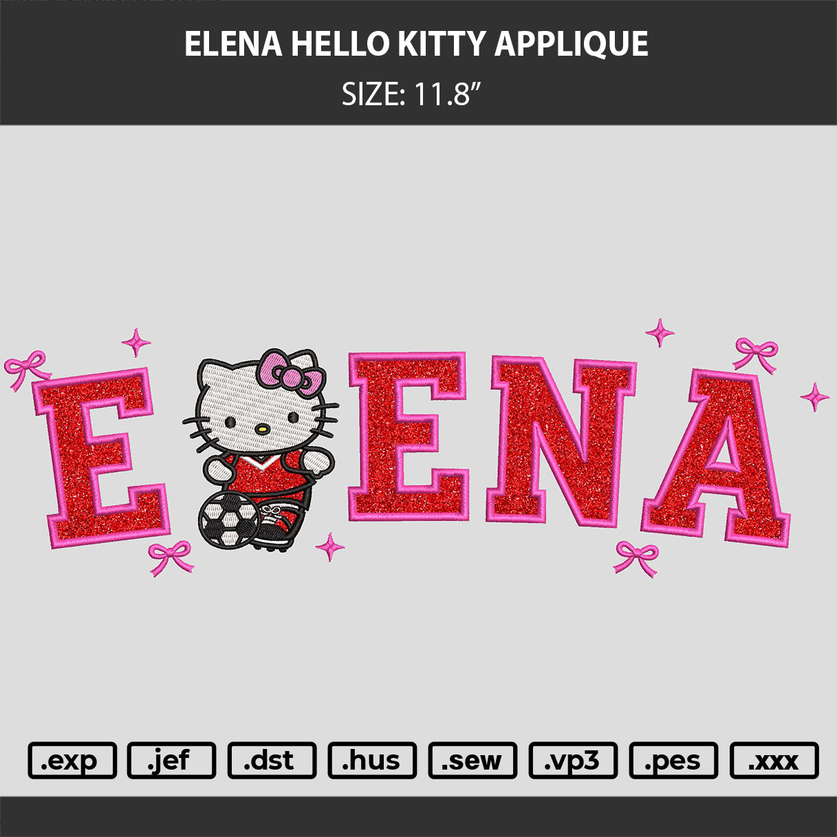 ELENA HELLO KITTY APPLIQUE  Embroidery Split Design File