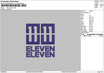 Eleventext 01 Embroidery File 6 sizes