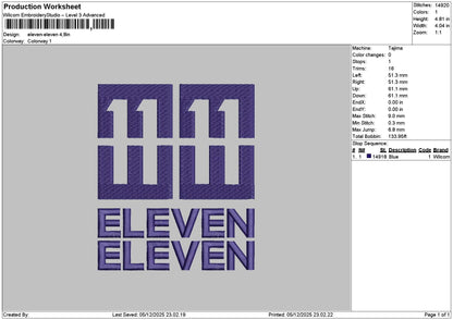 Eleventext 01 Embroidery File 6 sizes